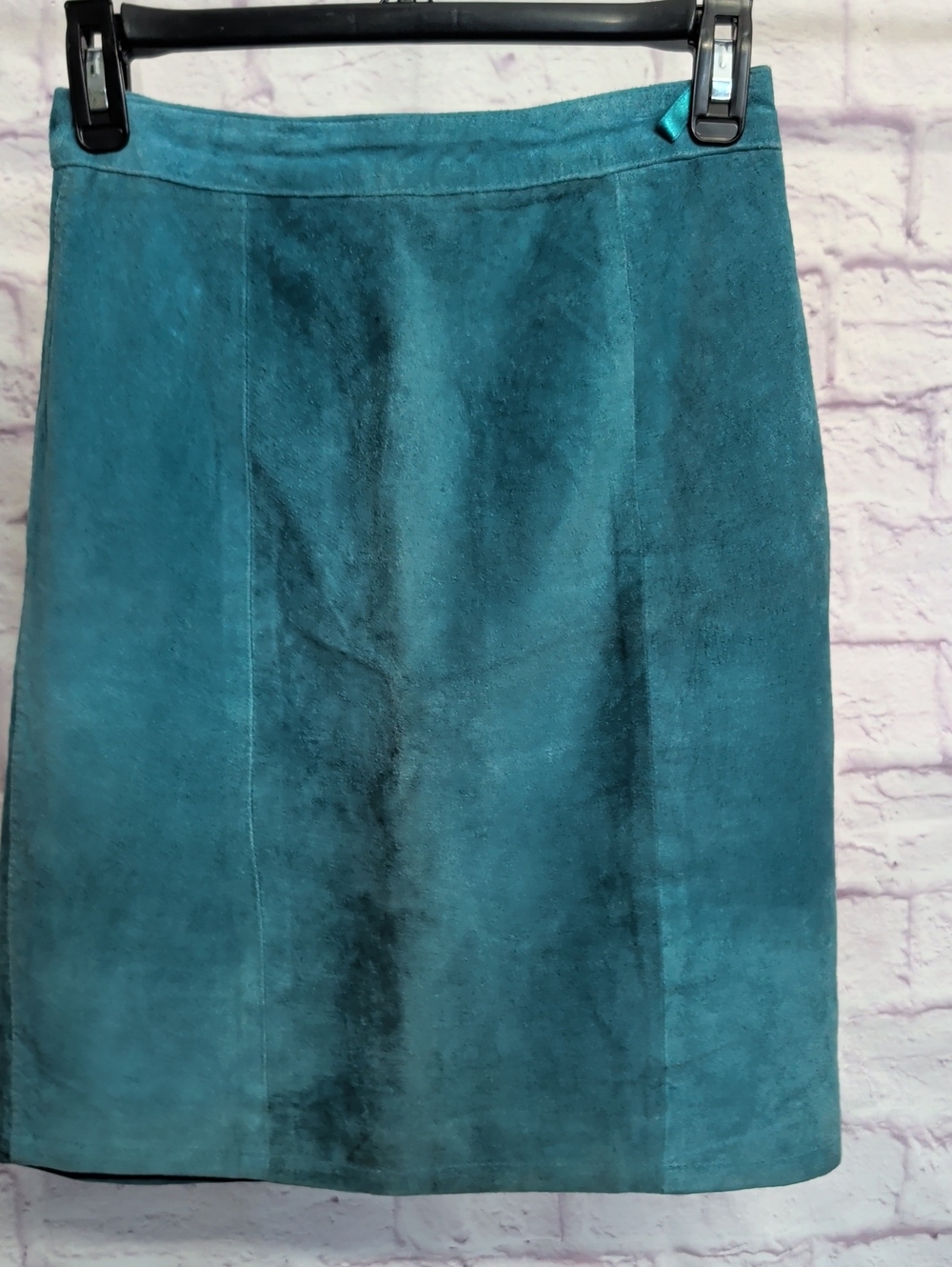 Global Identity Teal Suede Leather Pencil Skirt - Size 5/6